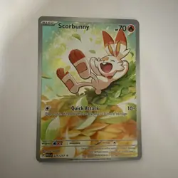 Pokemon Scorbunny 225/217 Scarlet & Violet Illustration Rare Basic 70 HP English - Image 1