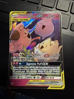 2019 Pokemon SM Cosmic Eclipse Togepi Cleffa Igglybuff Tag Team Holo #143/236 - Image 1