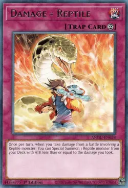 ANGU-EN058 DAMAGE REPTILE RARE 1ST EDITION NEAR MINT YuGiOh TCG - Image 1