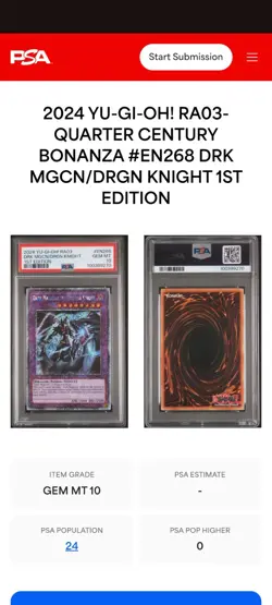 Yugioh! Dark Magician The Dragon Knight RA03-EN268 Platinum Secret Rare PSA 10 - Image 5