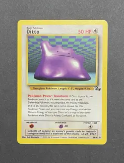 Pokemon Ditto 50 HP Rare Fossil 18/62 Regular Unlimited Basic English TCG 1999 - Image 1