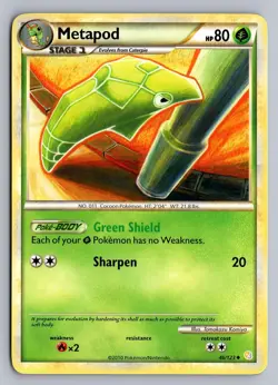 METAPOD 46/123 UNCOMMON HEARTGOLD & SOULSILVER POKEMON LP - Image 1