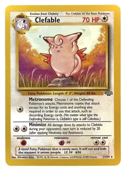 Clefable - 17/64 - WOTC Jungle Set Rare Pokemon Card - LP - Image 1