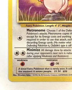 Clefable - 17/64 - WOTC Jungle Set Rare Pokemon Card - LP - Image 2