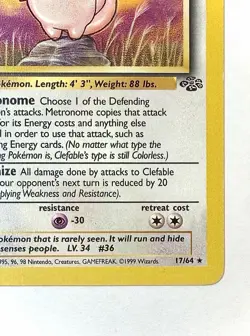 Clefable - 17/64 - WOTC Jungle Set Rare Pokemon Card - LP - Image 5