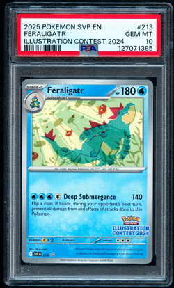 2025 POKEMON SVP BLACK STAR PROMO #213 FERALIGATR ILLUSTRATION CONTEST PSA 10 - Image 1