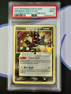 Pokemon TCG Greninja Gold Star SWSH144 25th Celebrations Promo PSA 9 - Image 1