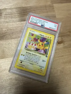 Pokemon Happy Birthday Pikachu Black Star Promo 24 PSA 7 English Original 2000 - Image 1