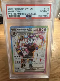 2025 POKEMON PRISMATIC EVOLUTIONS PREMIUM FIGURE COLLECTION UMBREON EX PSA 10 - Image 1