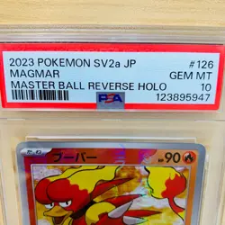 2023 Pokemon SV2a JP Magmar #126 MASTER BAL REVERSE HOLO PSA 10 - Image 3