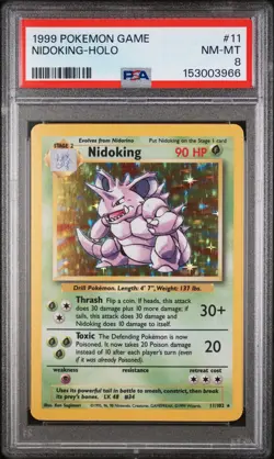 1999 POKEMON GAME #11 NIDOKING-HOLO PSA 8 - Image 1