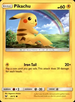 Pikachu 028/073 Non Holo - Pokemon Shining Legends LP - Image 1