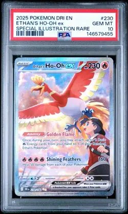 2025 POKEMON DRI EN DESTINED RIVALS #230 ETHAN'S HO-OH EX PSA 10 - Image 1