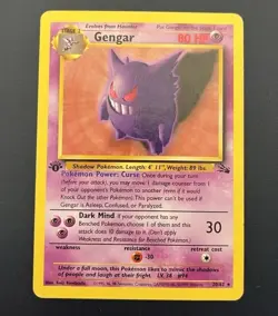 Pokemon Gengar Fossil 1st Edition Rare 20/62 80 HP English Regular 1999 - Image 1