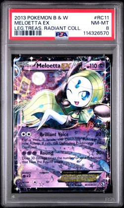 2013 POKEMON LEGENDARY TREASURES MELOETTA EX #RC11 RADIANT PSA 8 NM #114326570 - Image 1