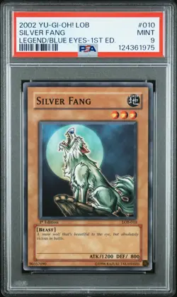 2002 YU-GI-OH! LOB-LEGEND OF BLUE EYES WHITE DRAGON 1ST ED SILVER FANG PSA 9 - Image 1