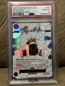 One Piece Gear Two OP11-080 Luffy Fist of Divine Speed English Edition PSA 10 - Image 1