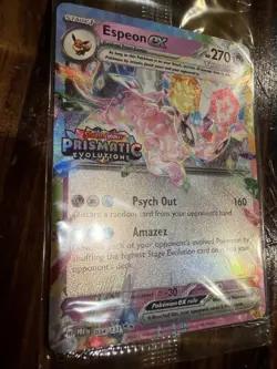 Espeon EX 034/131 Pokemon Prismatic Evolutions Stamped Promo Card SEALED - Image 1