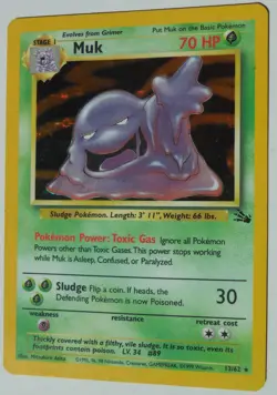 Muk 13/62 Rare Holo Fossil Set Pokemon Card LP - Image 1