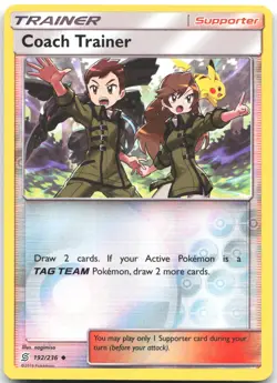 Coach Trainer 192/236 Uncommon Unified Minds Pokemon Reverse Holo Near Mint - Image 1