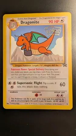 1999 Pokemon Movie Dragonite #5 Black Star Promo - Image 1