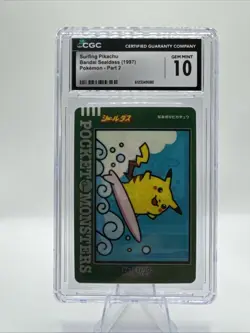 Surfing Pikachu 1997 Bandai Sealdass Pokemon Vintage Pocket Monsters CGC 10 - Image 3