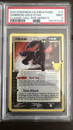 2021 Pokemon Celebrations Classic Collection #17 Umbreon Gold Star PSA 9 - Image 1
