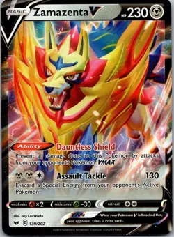Zamazenta V 139/202 Holo V Rare Sword & Shield Pokemon Near Mint - Image 1