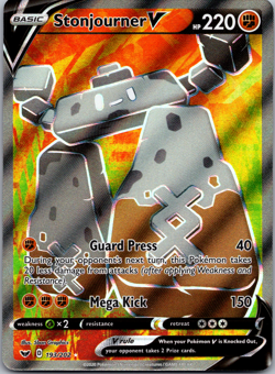 Pokemon Stonjourner V (Full Art) 193/202 Swsh01: Sword & Shield Holo - NM - Image 1