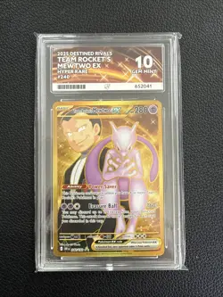 Pokemon Team Rocket's Mewtwo EX Destined Rivals 240/182 Gold Hyper Rare Ace 10 - Image 1