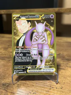 Pokemon TCG Gold Team Rocket's Mewtwo EX 240/182 Destined Rivals (Edge Wear) - Image 1