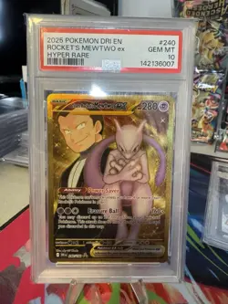 Pokemon TCG Gold Team Rocket's Mewtwo EX 240/182 Destined Rivals PSA 10 - Image 1