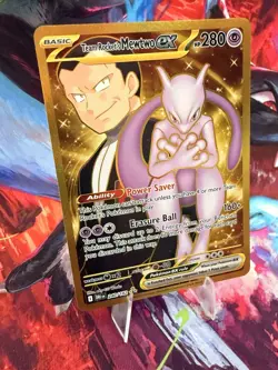 Pokemon TCG Destined Rivals Team Rocket's Mewtwo EX Gold Card 240/182 - Image 2