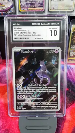 CGC Graded 10 GEM MINT Mewtwo 151 UPC Promo Full Art Pokemon Card 052 SVP EN - Image 1