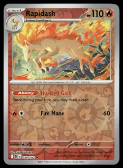 Rapidash 030/182 Uncommon Destined Rivals Pokemon Reverse Holo NM - Image 1