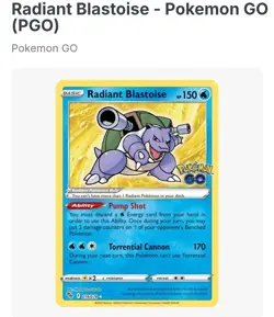 Radiant Blastoise 018/078 Pokemon GO Holo - Image 1