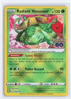 Radiant Venusaur 004/078 Pokemon GO Radiant Rare NM - Image 1
