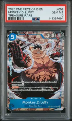 2025 ONE PIECE OP13-058 CARRYING ON HIS WILL MONKEY D LUFFY TREASURE RARE PSA 10 - Image 1