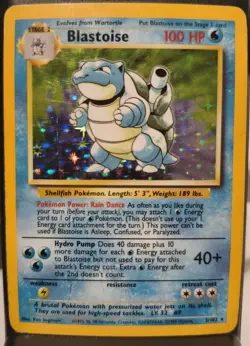 Pokemon TCG Blastoise Holo 2/102 Base Set WOTC 1999 Vintage Card MP - Image 1