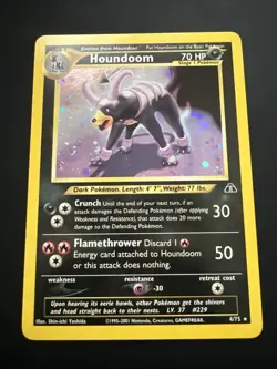 Pokemon TCG Neo Discovery Houndoom Holo Rare Card 4/75 English (Swirl) - Image 1