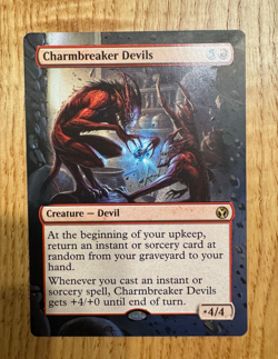 MTG Magic Altered Hand Painted Original Art Card -- Charmbreaker Devils - Image 1