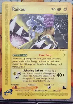 Raikou - 28/144 - Pokemon TCG Skyridge Rare Card e-reader LP - Image 2