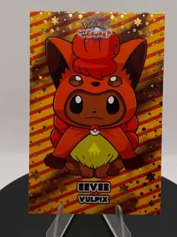 Eevee Vulpix Poncho Let’s Go Eevee Card Database Gold Cracked Holo Pokemon - Image 2