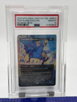 2025 MTG FINAL FANTASY COLORFUL CHOCOBOS-NEON INK BLUE TRAVELING CHOCOBO PSA 10 - Image 2