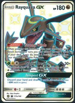 Shiny Rayquaza GX 177a/168 Full Art Promo Pokemon SM Hidden Fates Near Mint - Image 1