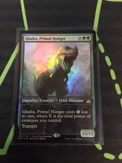 MTG Magic The Gathering Ghalta, Primal Hunger Foil Rare Promo Dinosaur Green - Image 1