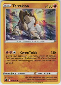 Terrakion 097/195 Rare Silver Tempest Pokemon Holo Near Mint - Image 1