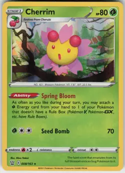 Cherrim 008/163 Rare Battle Styles Pokemon Holo Near Mint - Image 1