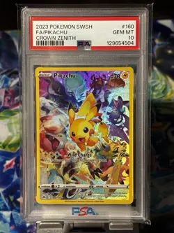 Pokemon Pikachu Crown Zenith 160/159 PSA 10 Secret Rare Full Art Holo - Image 1