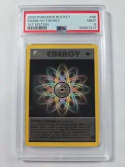 2000 POKEMON ROCKET 1ST EDITION #80 RAINBOW ENERGY PSA 9 - Image 1